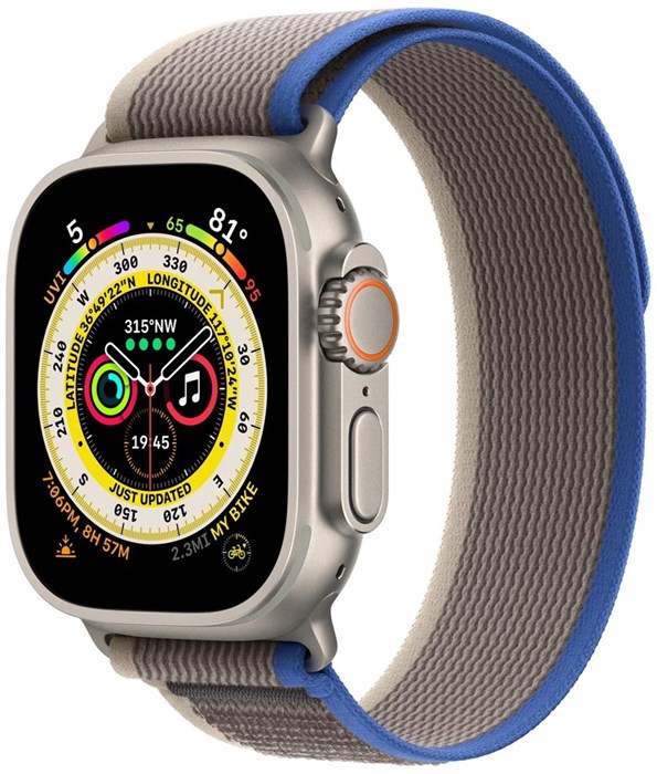 Умные часы Apple Watch Ultra 49 мм Titanium Case GPS + Cellular, титановый/сине-серый Trail Loop 1778 - фото 5037