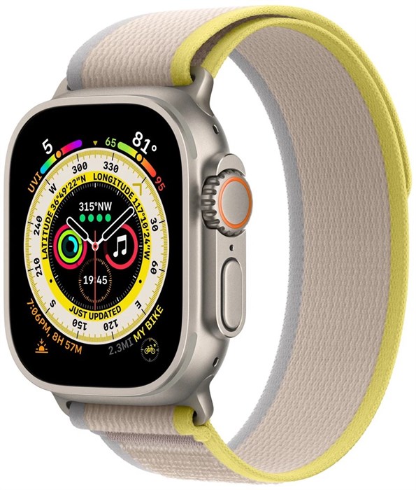 Умные часы Apple Watch Ultra 49 мм Titanium Case GPS + Cellular, титановый/желто-бежевый Trail Loop 1779 - фото 5041