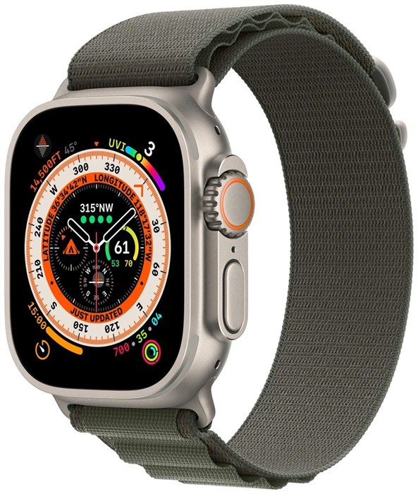 Умные часы Apple Watch Ultra 49 мм Titanium Case GPS + Cellular, титановый/зеленый Alpine Loop 1782 - фото 5049